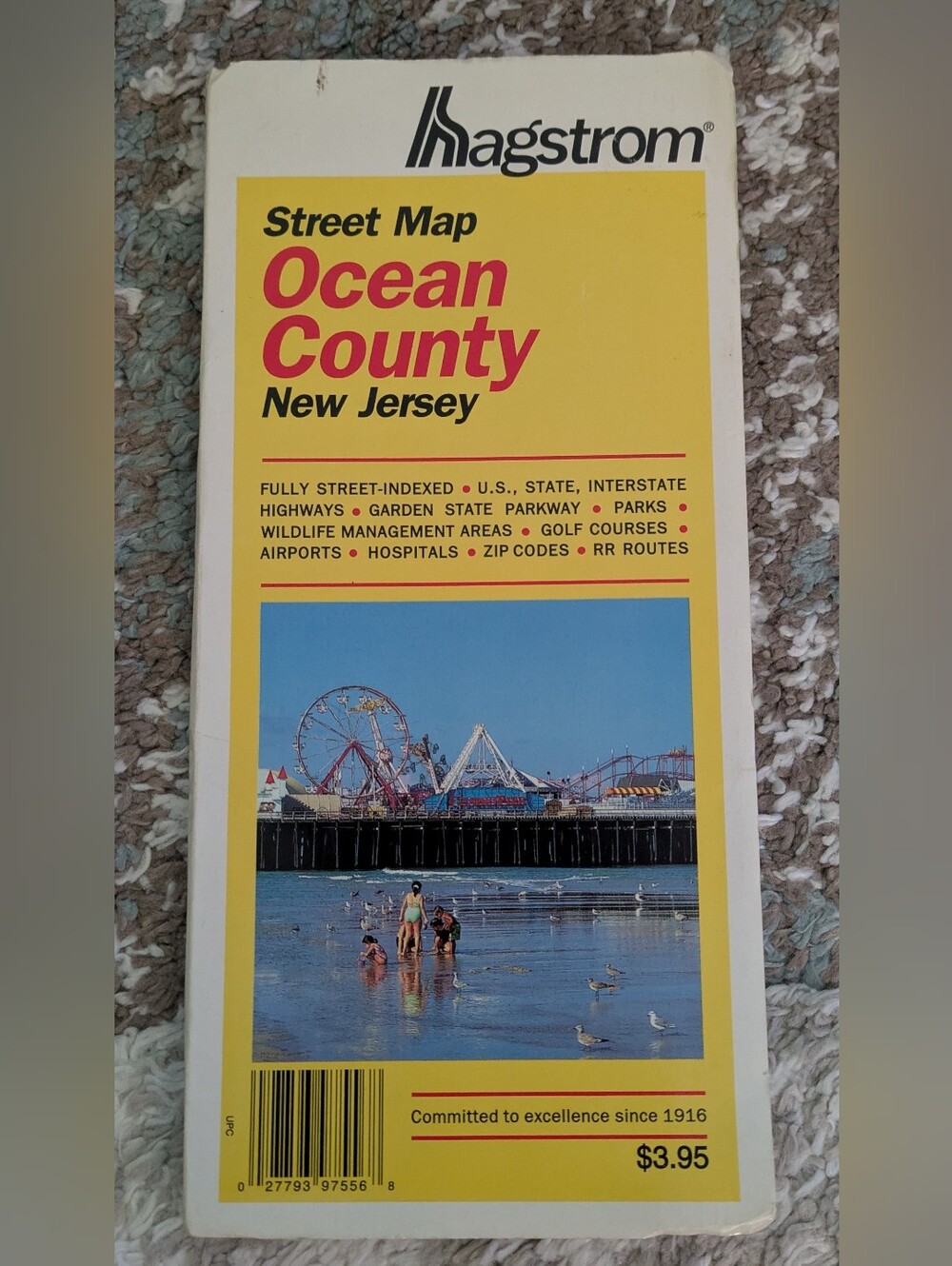 Hagstrom Ocean County FoldOut Street Map Out of Prin Collectible